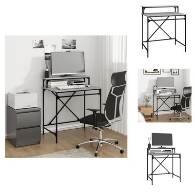 Zdjęcie produktu dla vidaXL Biurko szare Sonoma 80x50x90 cm materiał drewnopochodny i żelazo - Biurka
