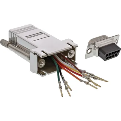 Produktbild von InLine Adapter, 9pol Sub D Stecker an RJ45 Buchse, metallisiert, RJ-45, Grau