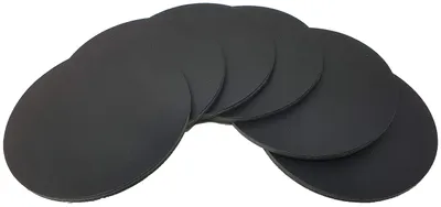 6 runde Leder-Untersetzer, 10 cm, schwarz