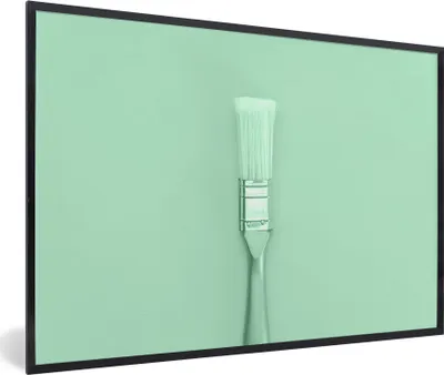 Produktbild von MuchoWow® MuchoWow® Gerahmtes Poster Mintgrüner Pinsel 90x60 cm - Poster mit zchwarzem Bilderrahmen - Fotorahmen - Foto-Plakat