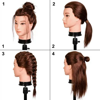 Image de Tête à coiffer homme Anton brown 50cm - Tête d’apprentissage en cheveux synthétiques thermiques avec support inclus, productTiles.product.images.aiGenerated