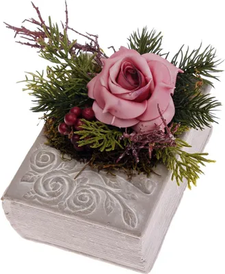 Produktbild von Grabdeko Buch mit Rose antikrosa mit Foamrosa CreaFlor Home