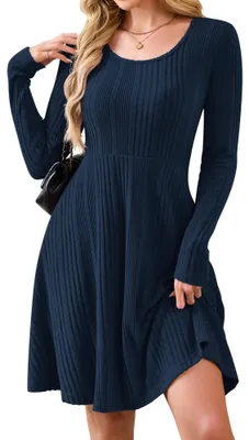 Productafbeelding van AUSELILY Lange mouwen, gebreide jurk voor dames, ronde hals, perfect voor de herfst, trui-jurk