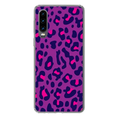Produktbild von MuchoWow® Handyhülle Schutzhülle Hülle für Huawei P30 Pantherdruck - Lila - Rosa Silikon Softcase Handy Hülle - Kartenbesitzer