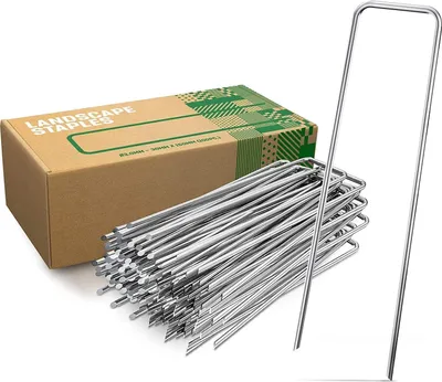 Produktbild von GardenGloss Anti-Rost Erdanker aus Stahl (50 Stück) - Stabile Bodenanker für Unkrautvlies, Gartenvlies - 150 MM Lang, 30 MM Breit, Ø 3 MM