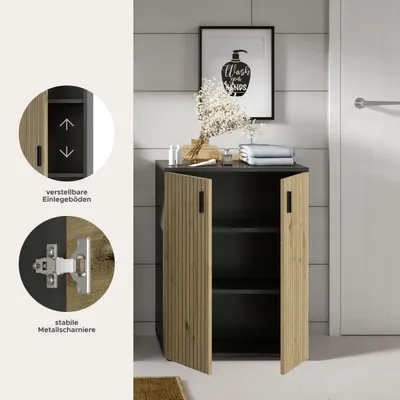 Produktbild von Mone Badschrank 2 Türen Eiche Nachbildung, dunkelgrau.