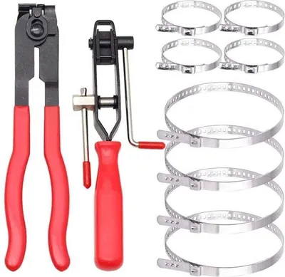 Produktbild von Schlauchschelle, 2 Schellen, Kardan-Schlauchschellen und Crimp-Bandschellen im 8-teiligen Set