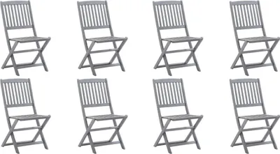 Imagen del producto de vidaXL: 8 sillas plegables con cojín, fabricadas en madera de acacia maciza