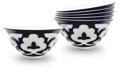 Produktbild von Usbekisches Schalen-Set Pahta Gul, 6 Stück, Ø 14,5 cm, Kosa Schale aus Porzellan