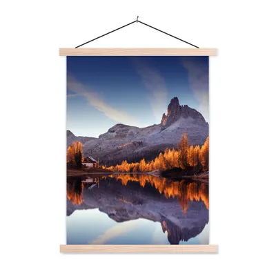 Produktbild von MuchoWow® Textilposter Berge - Bäume - Herbst - See - Natur 40x53 cm mit holzfarbenen Rahmen - Schlafzimmer