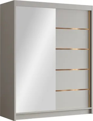 Produktbild von MIRJAN24 Schiebetürenschrank mit Spiegel Flavio III, Kleiderschrank mit Kleiderstange, mit zwei Schwebetüren, Garderobe (Farbe: Cashmere)