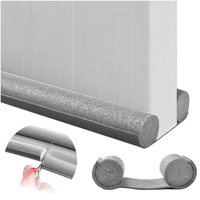 Produktbild von Türdichtung 90cm Grau, Zugluftstopper für Tür & Fenster, Schallschutz & Insektenschutz, Schaumstoff Dichtung zuschneidbar, EVI HOME Dual Gray