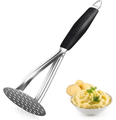 Immagine prodotto di Schiacciapatate, schiacciapatate per verdure, acciaio inossidabile con manico rivestito in gomma, colore nero