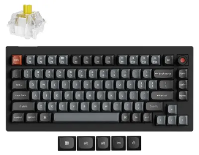 Produktbild von Keychron V1 8K QMK Kabelgebundene Mechanische Tastatur QWERTY US Knob / Schwarz / Keychron Super Banana