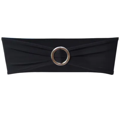 Immagine prodotto di vidaXL 25 x fiocchi per sedie fiocchi di nastro elastico + fibbia di diamante nero