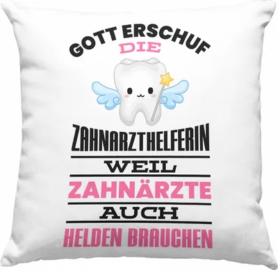 Produktbild von Trendation - Zahnarzthelferin Deko-Kissen mit Füllung 40x40 Geschenk Lustig Zahnarzt Damen Kollegin Geschenkidee Zahnmedizinische Fachangestellte  (Blau)
