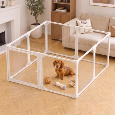Imagen del producto de Jaula transparente para perros pequeños, gatos o conejos - 8 paneles, 60 cm