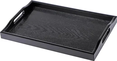 Image de Plateau rectangulaire avec poignée - décoratif et pratique - 1 pièce - noir - plastique