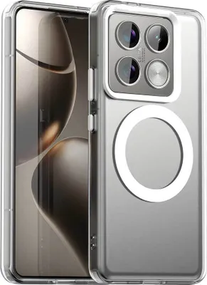 Image de Etui pour Xiaomi 14T Pro, compatible avec MagSafe, étui fin semi-transparent mat et antichoc Blanc