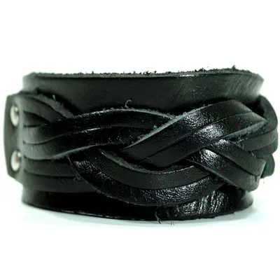 Produktbild von CJBB1904 Herren Armband Leder schwarz 22 cm