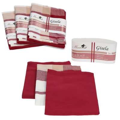 Produktbild von 12tlg Set Geschirrtuch Gisela rot 45x65cm 100% Baumwolle Trockentücher Polieren Glas Haushalt