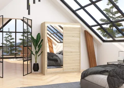 Obrázek produktu pro Skříň se zrcadlem a LED osvětlením 150 cm DAKRIA - dub sonoma