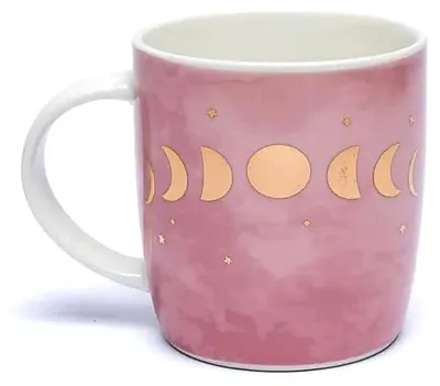 Produktbild von Teetasse mit stilvollem Mondphasen-Design, aus edlem Bone China Porzellan, 400 ml Füllmenge