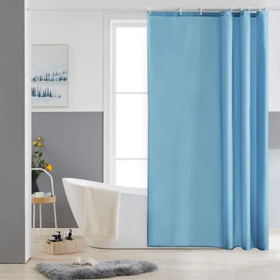 Productafbeelding van Douchegordijn, textiel, 120x180 cm, lichtblauw, polyester, waterafstotend, wasbaar, met 8 ringen