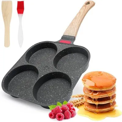 Produktbild von Famanu Omeletpfanne - 4 Fächer, Antihaftbeschichtung, mit Deckel