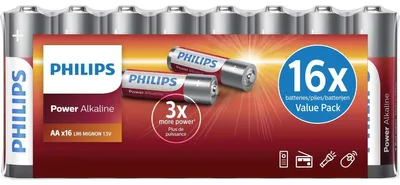 Produktbild von Philips Power Alkaline Akku LR6P16F/10, Wiederaufladbarer Akku, AA, Alkali, 1,5 V, 5 Jahr(e), Cd (cadmium), Hg (Quecksilber), Pb (Blei)