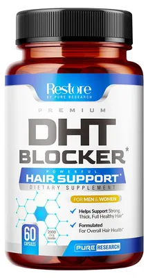 Produktbild von Nahrungsergänzungsmittel, Restore, DHT-Blocker, stoppt Haarausfall und regt das Wachstum an, mit Biotin, 60 Kapseln
