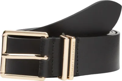 Imagen del producto de Cinturón de cuero con hebilla cuadrada, marca Tommy Hilfiger, color negro, para mujer, adulto, 1 unidad, cuero genuino