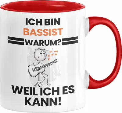 Produktbild von Bassist Geschenk Tasse Lustiger Spruch Ich Bin Bassist Warum Weil Ich Es Kann Geschenkidee Bester Bassist Geburtstag Kaffee-Becher (Rot)
