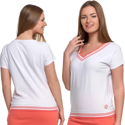 Produktbild von Moraj | Damen T-shirt - V-ausschnitt - Kurzarm - Größe S - Baumwolle