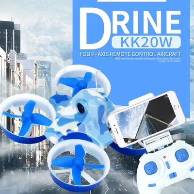 Productafbeelding van KK2DW 4-assige 3D-vlottende mini-drone met 2,4 GHz, 0,3 MP camera en LED-verlichting, headless-modus, één-knops terugkeerfunctie en zweefmodus (blauw)