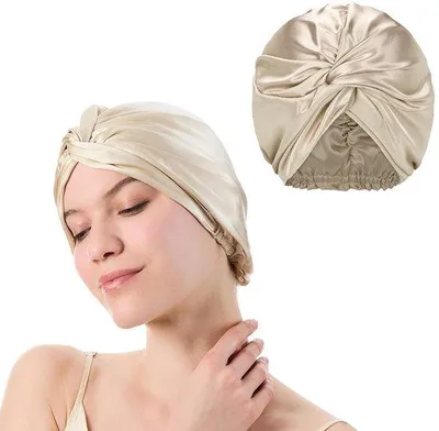 Produktbild von Silk Nachtmütze - Beige - 25 cm - Unisex - Zijden - Haarnetze