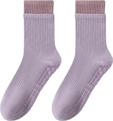 Produktbild von 1 Paar Yoga-Socken mit rutschfester Sohle, atmungsaktiv, feuchtigkeitsableitend, geeignet für Ballett, Tanz, Fitness, Pilates, Sport und Gymnastik, mittelhoch.