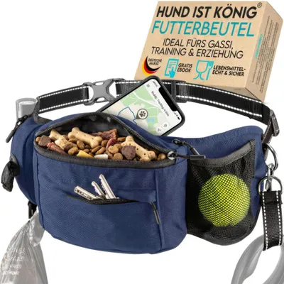 Produktbild von HUND IST KÖNIG Bauchtasche für Leckerlis & Hundezubehör - robuste Leckerlitasche mit Kotbeutelspender, Handyfach & Gurt für Flexileine