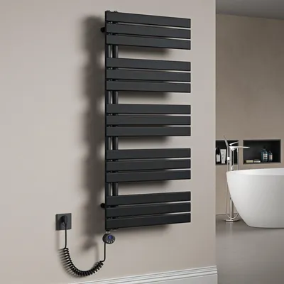 Produktbild von Mai & Mai Badheizkörper Elektrisch 131x60 cm in Anthrazit Seitenanschluss Handtuchheizkörper Handtuchhalter Handtuchwärmer Badheizung mit Heizstab 1000W
