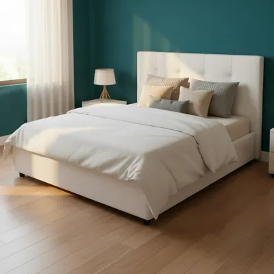 Immagine prodotto di Letto Matrimoniale con contenitore Ascoli 182x210x124H ecopelle colore bianco