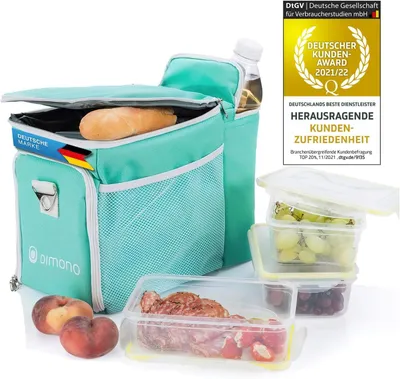 Produktbild von Dimono Multi Picknick-Kühltasche 2.0 Isoliertasche 15 Liter in Türkis inkl. 3 auslaufsichere Aufbewahrungsboxen für Freizeit & Camping