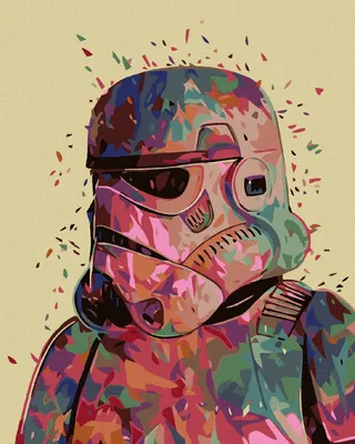 Obrázok produktu pre Zuty - Maľovanie podľa čísel - ABSTRAKTNÝ STORMTROOPER (STAR WARS), 40x50 cm, vypnuté plátno na rám