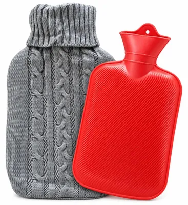 Produktbild von Wärmflasche Gummi 2 l mit Strickbezug Thermoflasche Bettwärmer Grau