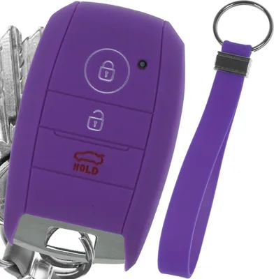 Produktbild von Auto Schlüssel Silikon Schutz Hülle + Schlüsselband Lila Kompatibel mit KIA Picantio Rio Ceed Soul Sportage Stonic 3 Tasten KEYLESS SMARTKEY