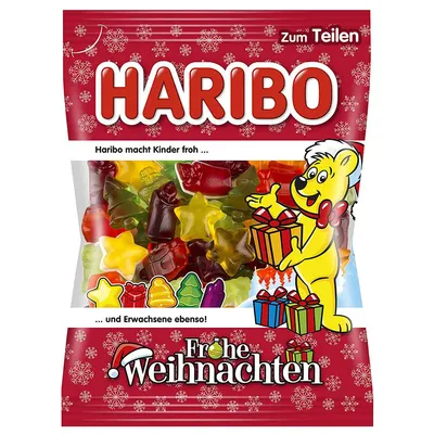 Obrázek produktu pro Haribo Veselé Vánoce ovocné žvýkačky s pěnovým cukrem 200g