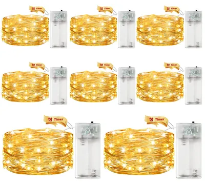 LED-Lichtkette mit Timer, 3 m, 30 LEDs, warmweiß, 8 Stück