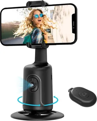 Obrázok produktu pre Automatický držiak na mobilný telefón, otočný držiak na fotoaparát mobilného telefónu o 360°, inteligentný držiak na fotografovanie s diaľkovým ovládaním pre selfie tyč