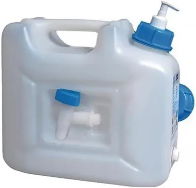 Image de 816512 Réservoir hygiénique | Réservoir d'eau de 12 litres avec distributeur de savon de 250 ml et robinet de vidange | Naturel, blanc