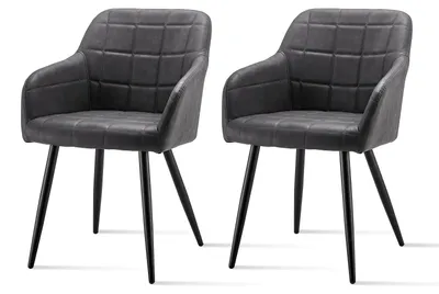 Imagen del producto de Sillas de comedor - Sillas con reposabrazos - Sillas de imitación cuero - Sillas de diseño - Gris oscuro