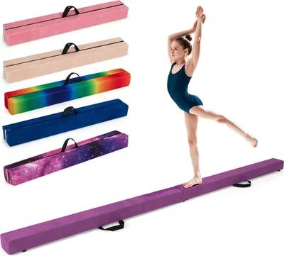 Produktbild von GOPLUS Schwebebalken 270 cm, klappbarer Gymnastikbalken mit Holzuntergrund, rutschfester Unterseite, Turnbalken für Kinder & Jugendliche (Lila)